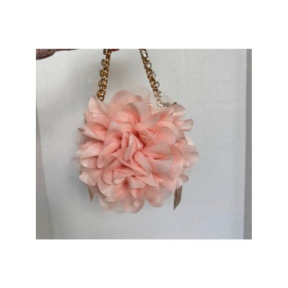 JEWEL BADGLEY MISCHKA Floral Evening Clutch Purse Blush Pink Gold Chain NWT - Picture 7 of 14